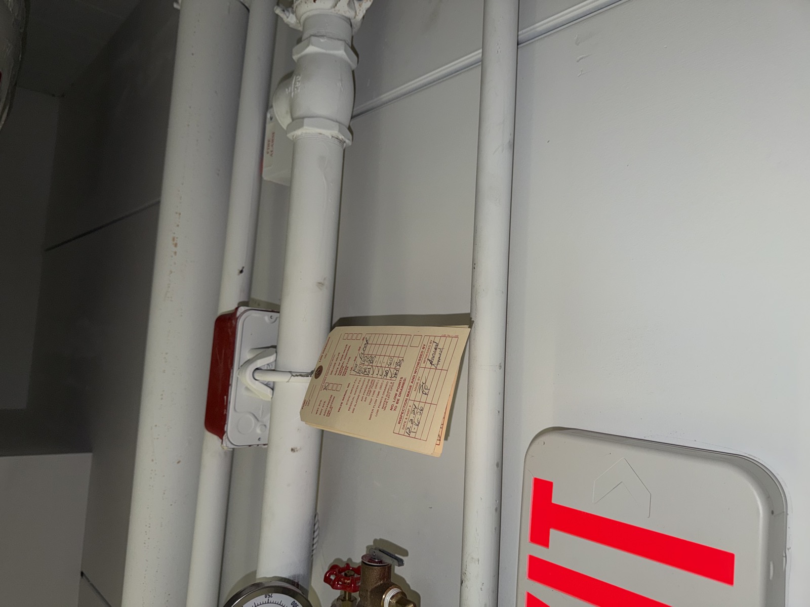 Stair B Floor 1 - Wet System Inspection Tag